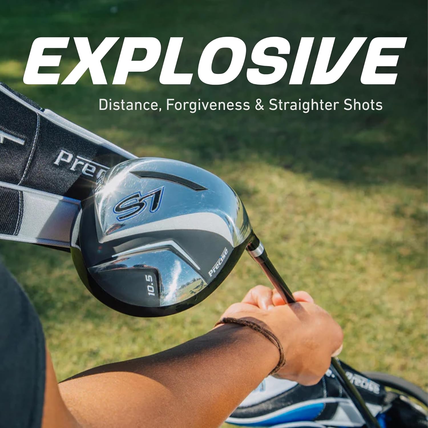 Precise S7 Men’s 18-Piece Golf Set – Titanium Driver, Woods, Hybrid, 5-SW Irons, Putter, Stand Bag, 4 Headcovers and Cover – RH - Image 4