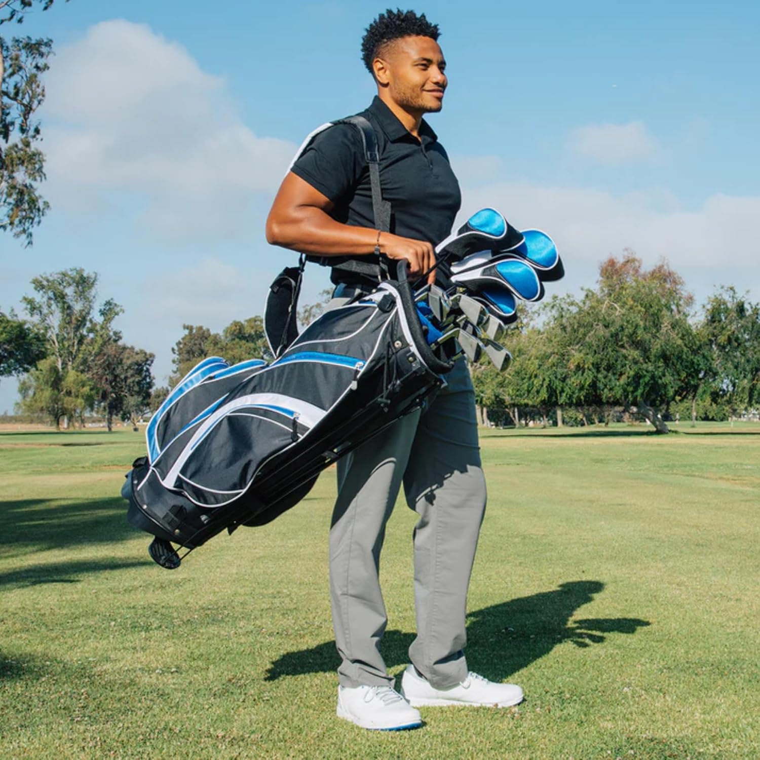 Precise S7 Men’s 18-Piece Golf Set – Titanium Driver, Woods, Hybrid, 5-SW Irons, Putter, Stand Bag, 4 Headcovers and Cover – RH - Image 8